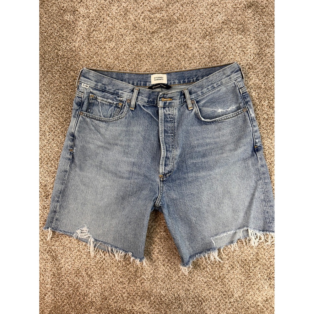 Citizens of Humanity Boho Camilla High Rise Cut Off Denim Shorts Blue Sz 31